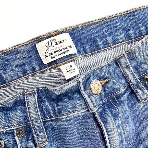 J Crew Slim Broken In Boyfriend distressed colorblock stretch jean sz 27P petite - Picture 3 of 16